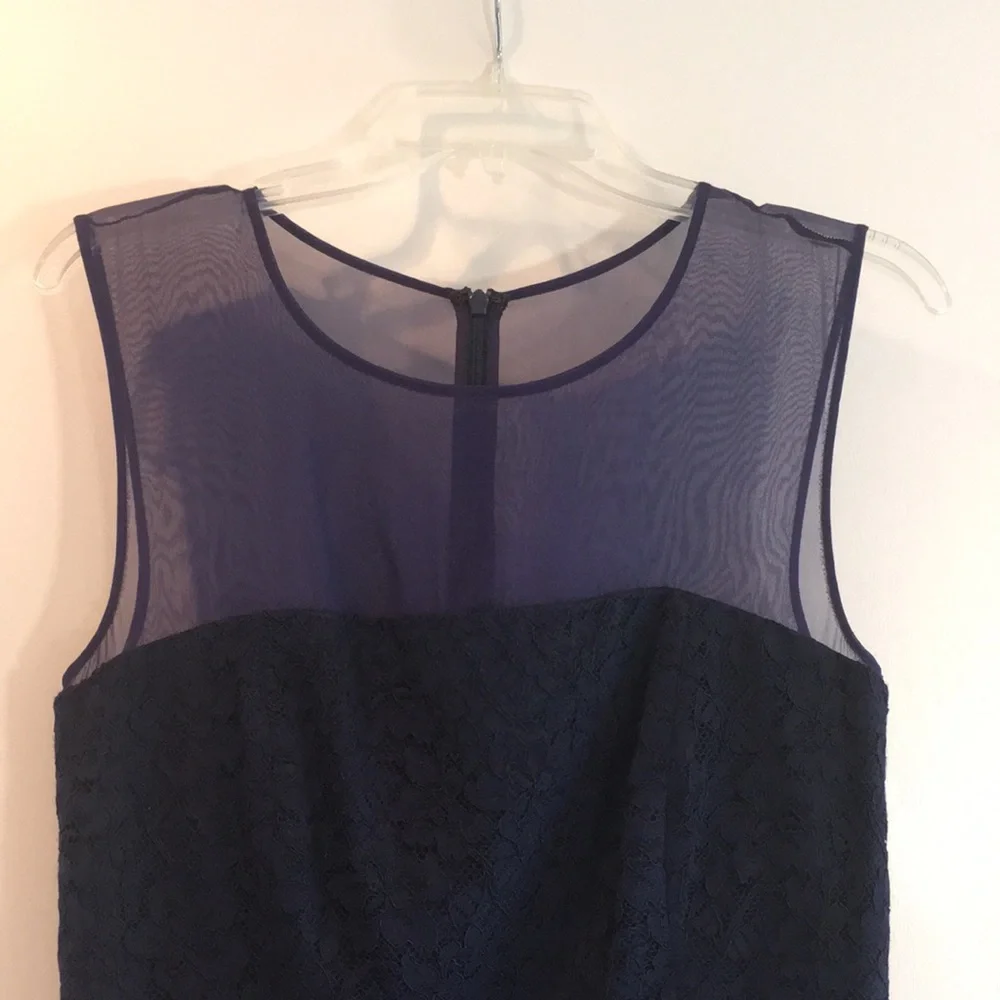 DVF navy blue lace Nisha dress with sheer navy top. - Picture 5 of 16